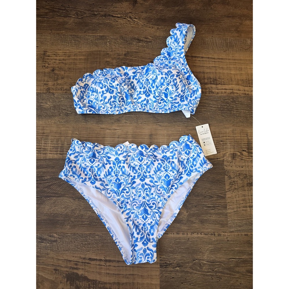 NEW Cupshe 2-piece bikini bathing suit, M, one shoulder